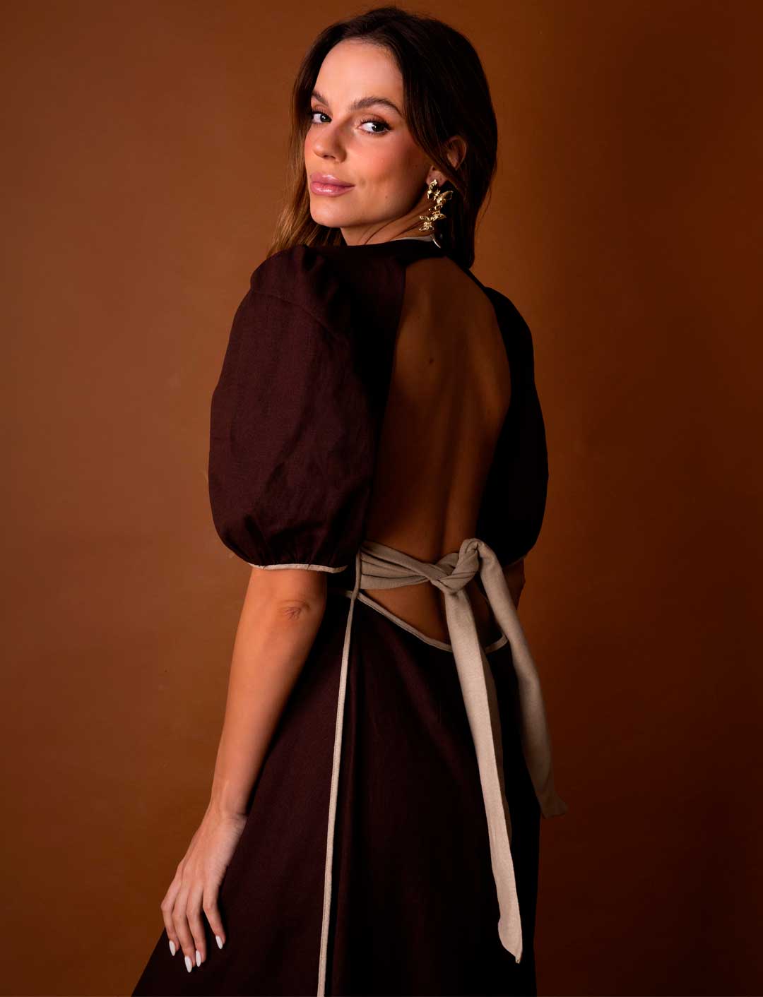 VESTIDO LINO CAPRI CHOCOLATE C-Vive Colombia