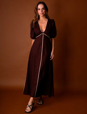 VESTIDO LINO CAPRI CHOCOLATE C-Vive Colombia