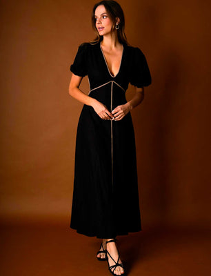 VESTIDO LINO CAPRI NEGRO C-Vive Colombia
